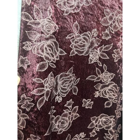 Vintage Y2K Velvet Maxi Dress Whimsigoth Burgundy Floral Fairy Grunge Size Med - Picture 3 of 7